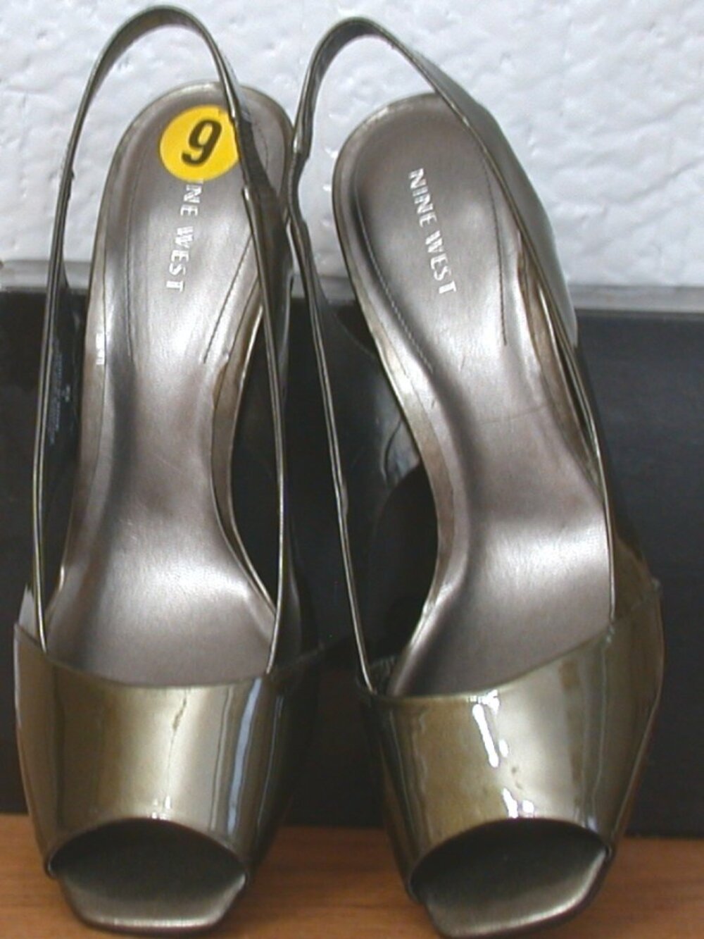 Nine West Gun Metal Gray Sling Back Heels SZ 9M